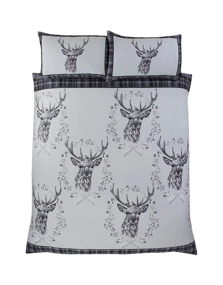 Juego de ropa de cama 100 % algodón cepillado ANGUS STAG edredón edredón cubierta Foto 3 de 4