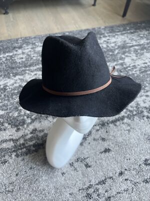 Brixton The Wesley Fedora Classic Black Wool Hat sz Small Wesley Packable Wool Felt Fedora Hat - Washed Black  main image 3