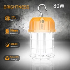 80W LED Construction Hanging Work Light 11600LM Portable Temporary Jobsite Light