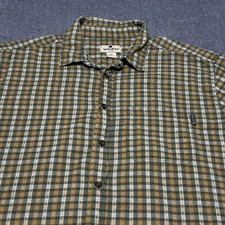 Woolrich Men's XL Plaid Button-Up Shirt Green Tan White Lightweight Casual Top