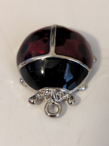 Red & Black with Silver Shimmering Ladybug Pendant 1.25" Jewelry - NEW - Picture 4 of 5