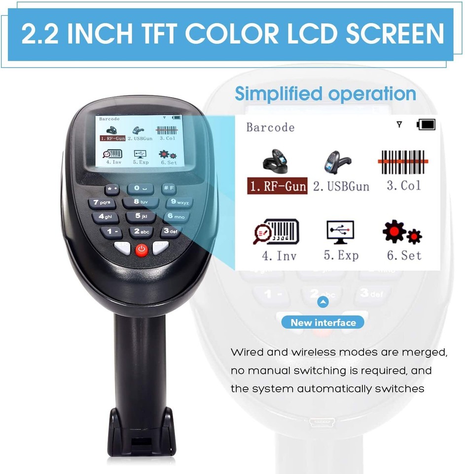 TroheStar 433Mhz Wireless Barcode Scanner, USB Barcode Scanner Handheld