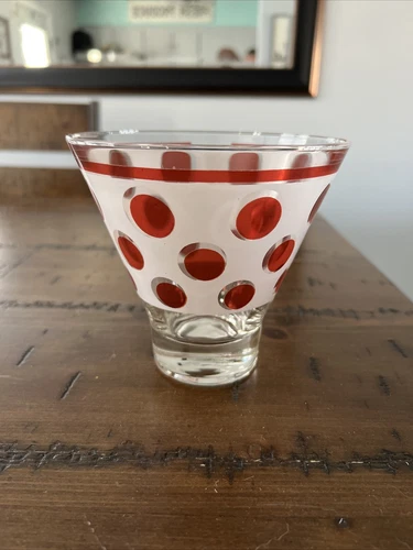Mid-Century Modern 1960s Mod POLKA DOT RED & White bowl