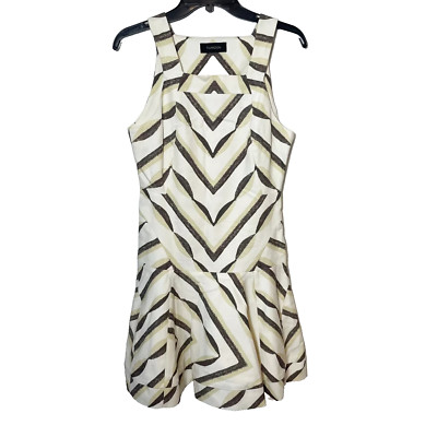 Thakoon Mini Fit & Flare Dress Womens Size 6 Ivory Silk Sleeveless Square Neck
