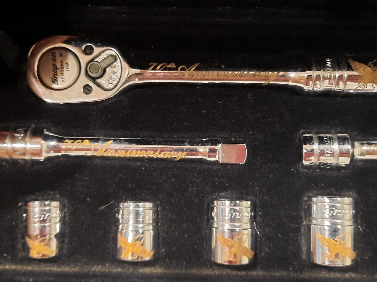 Snap On Tools 70th Anniversary Engraved Gold Socket Set 3/8