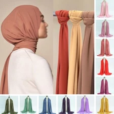 Women's Chiffon Hijabs Scarf Muslim Head scarves Breathable Solid Shawls Wraps