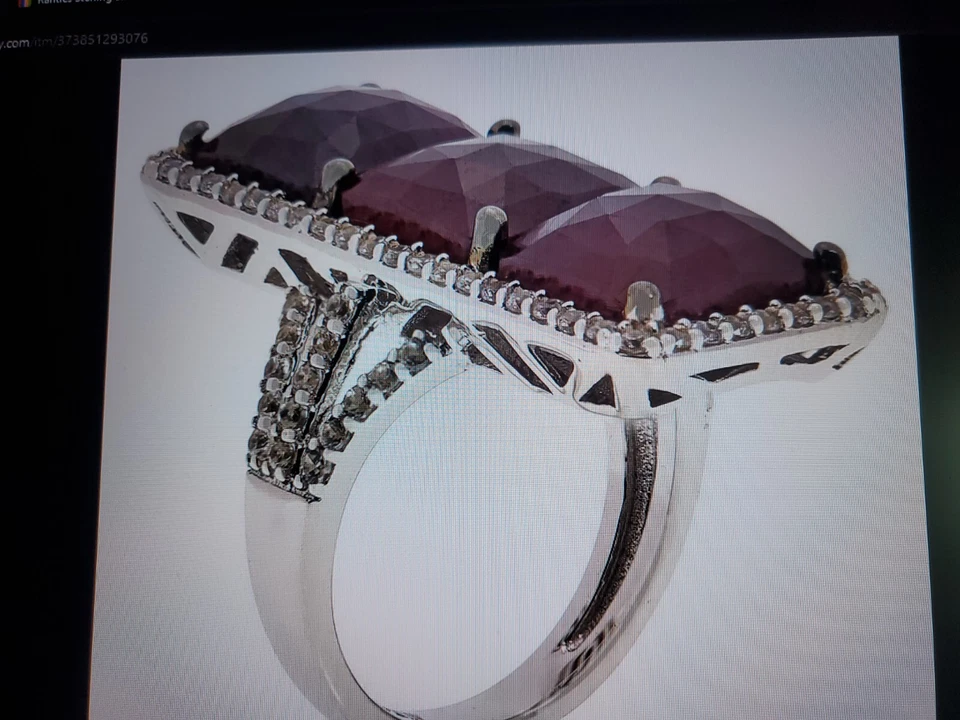 Anillo Rarities Carol Brodie Plata 925 Rubí y Circón Talla 7 Nuevo sin Etiquetas  Foto 2 de 4