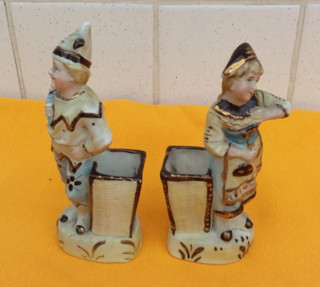 Paire figurines pyrogènes anciens en porcelaine allemande début XXeme siècle