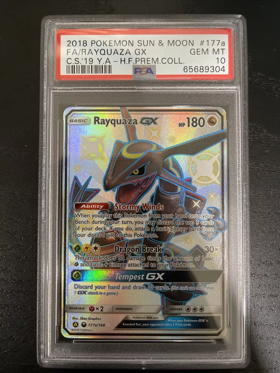 PSA 9 Pokemon Card Rayquaza GX 177a/168 FA Premium Collection Shiny English  2018