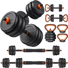 Adjustable Dumbbells, 20/30/40/45/70/90Lbs Free Weight Set with Connector, 5 In1