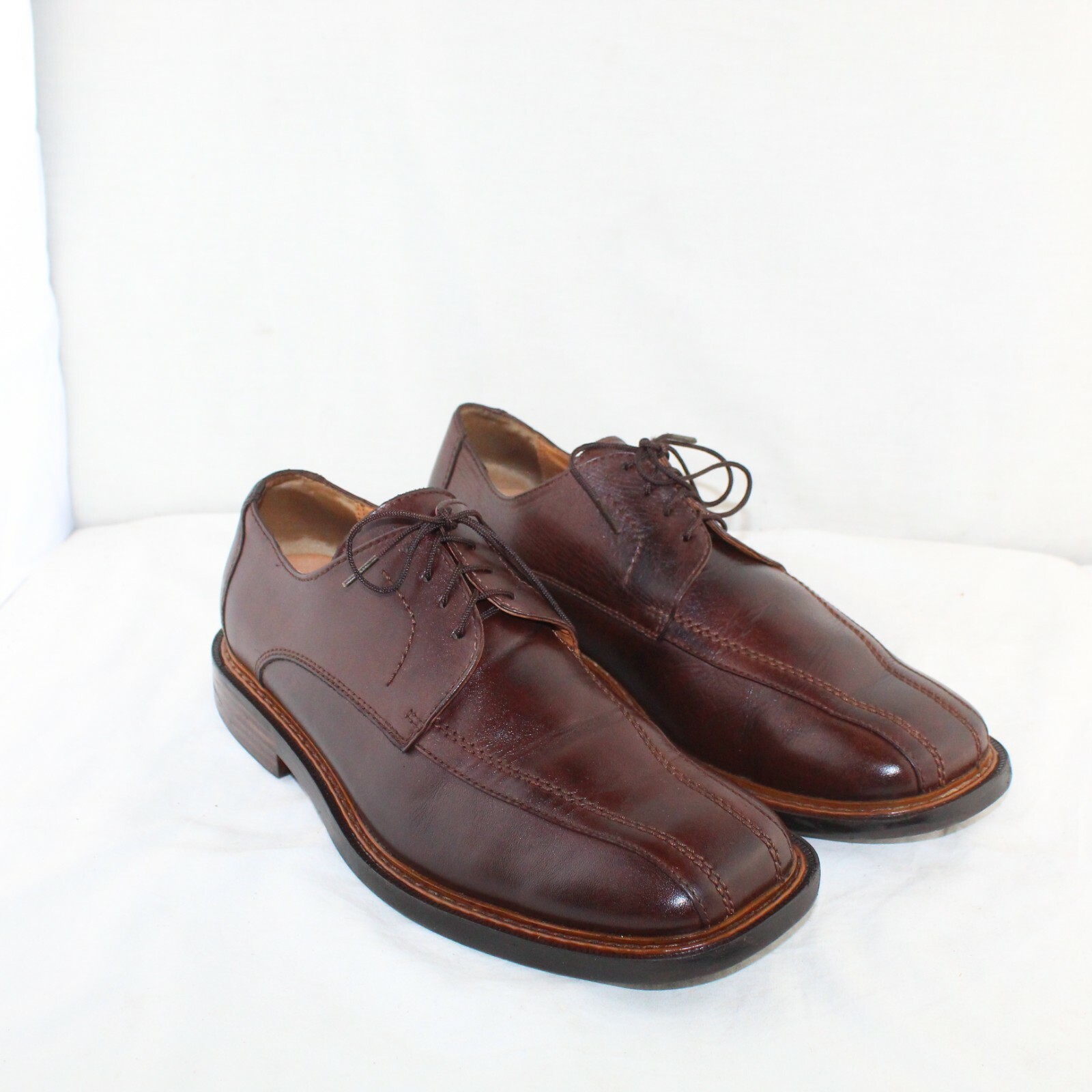 SAOLA SKECHERS scarpe da uomo in pelle marrone scuro con lacci taglia 10 5 medie