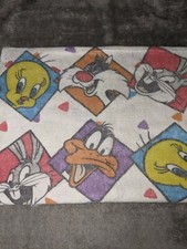 Vtg Looney Tunes Faces 88"x60" Blanket Bugs Bunny Daffy Tweety Sylvester