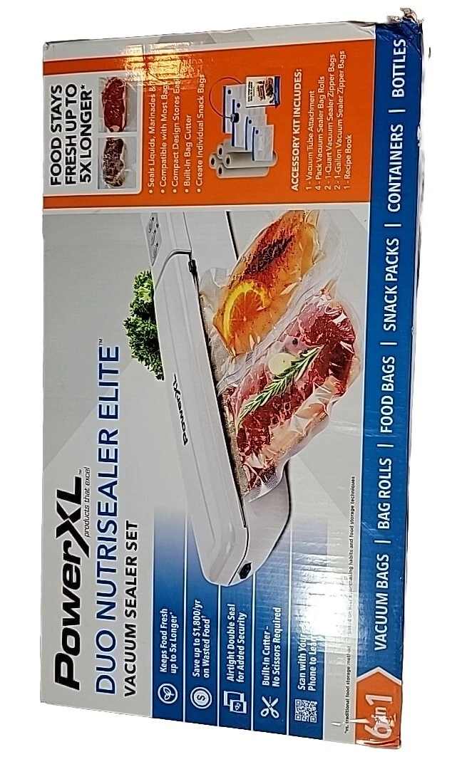 PowerXL Duo NutriSealer Elite 6-in-1 Vacuum Sealer Machine Set, White