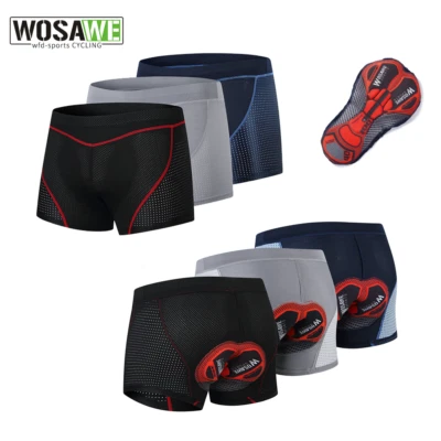WOSAWE Hombres Calzoncillos de Ciclismo 5D Gel Acolchado Ciclismo Ropa Interior Calzoncillos Transpirables