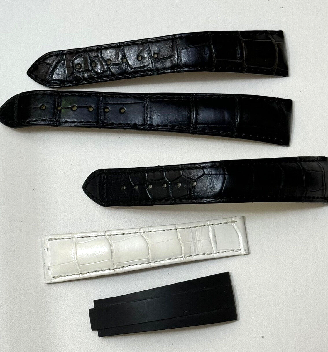 047◆ROLEX LEATHER WATCH BAND ALLIGATOR Crocodile Alligator Leather For ROLEX Watch NAVY BLUE Strap