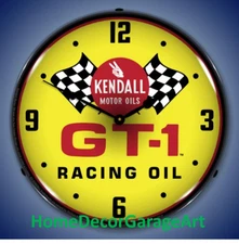 Kendall GT1 Motor Oil LED Backlit Wall Clock, Garage Art HDGA