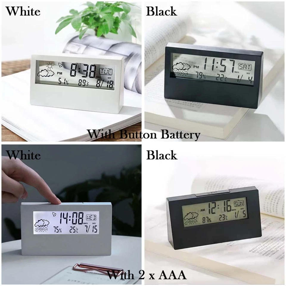 Temperature Calendar Electronic Clock Large Number Alarm Clock LED Digital - Image 3 of 4