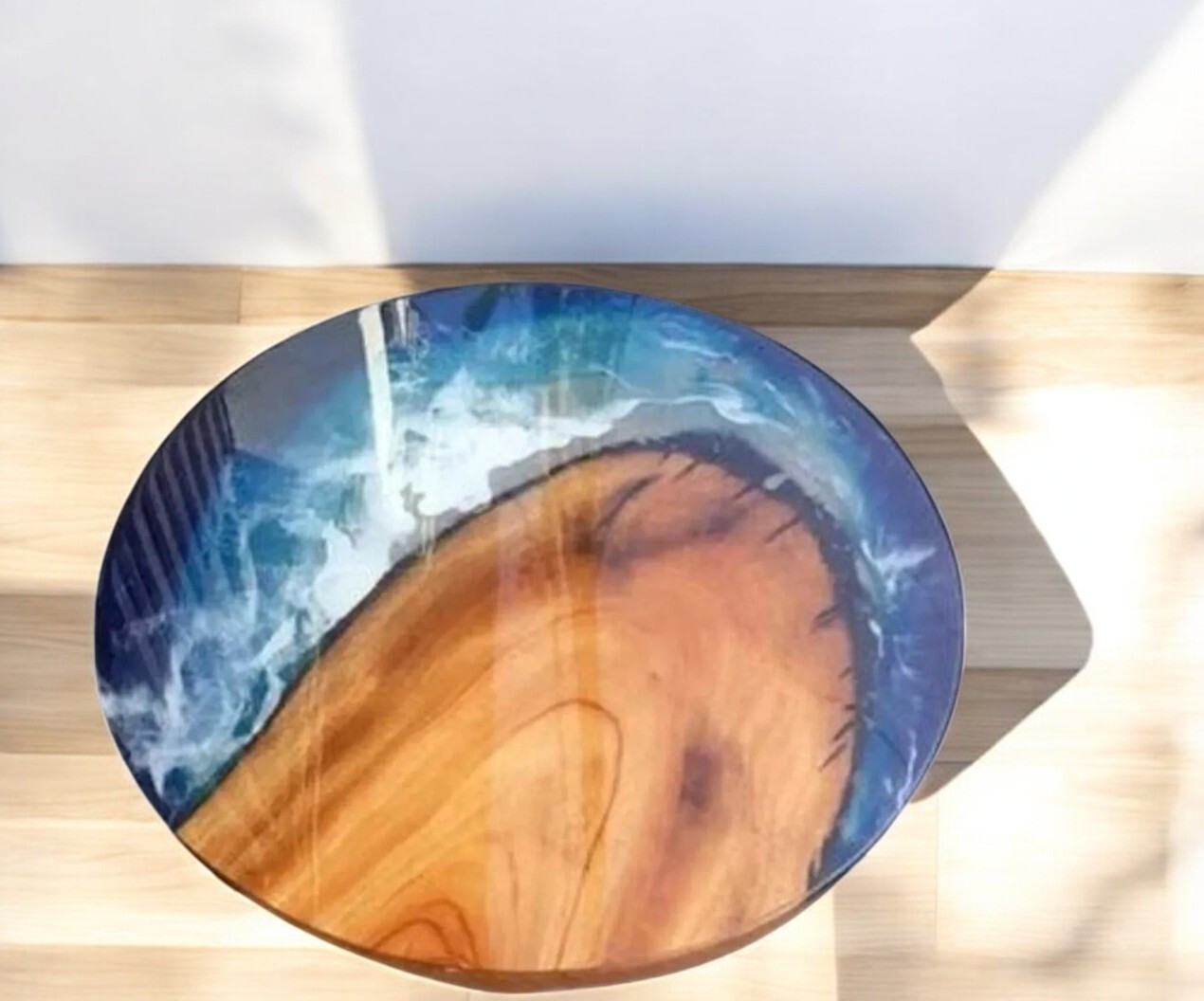 24-Inch Epoxy Resin Wave Coffee Table for Modern Living Room and Lounge Decor