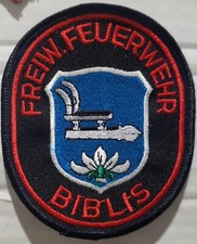 VINTAGE GERMANY FREIW. FEUERWEHR BIBLIS F.D. FIGHTER FIRE DEPARTMENT PATCH BADGE
