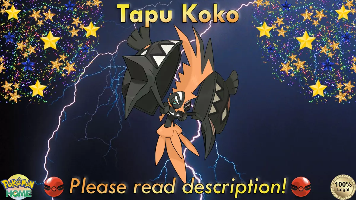 Shiny Tapu Koko 6IV Pokemon S/M US/UM Sword/shield Fast 