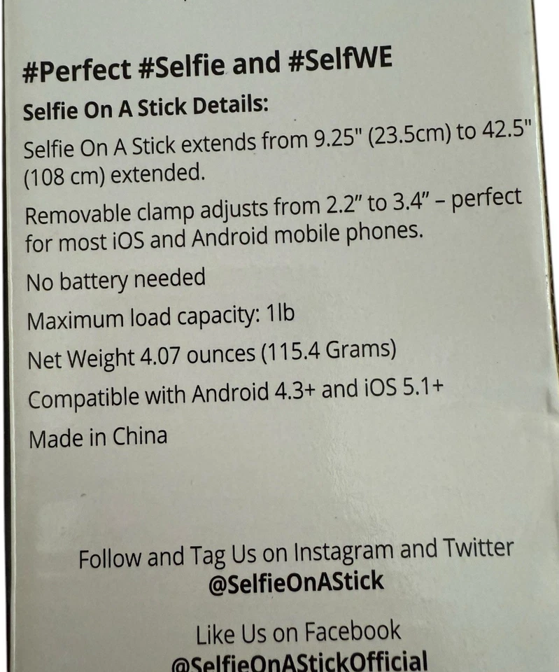 Selfie Stick con cable Selfie en un palo verde SELFIEONASTICK.COM Apple Android B Foto 4 de 4