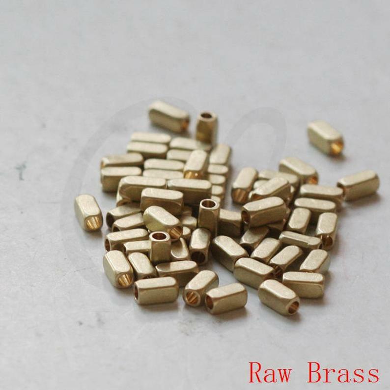 Square Rectangular Spacers 60 Pieces Raw Brass Cut Rectangle Square Spacer - 2x2x4mm (CW-3732C-V ...