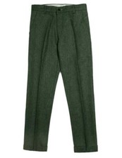 Men's Winter Plus Fertilizer British Wool Trousers Herringbone Thick Tweed Pants