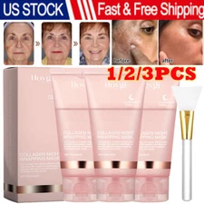 3/2PACK Collagen Overnight Wrapping Peel Off Facial Mask Renewal Night Skin Care