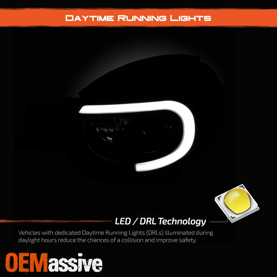 Fits 2002-2003 Subaru Impreza Outback RS TS WRX DRL LED Strip Black Headlights - Imagem 4 de 4