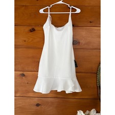 NWT Lulus Compelling Composure White Sleeveless Ruffled Bodycon Mini Dress Sz S
