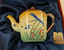 Charlotte di Vita Hand Painted Enamel Dragonfly Teapot Goebel 2006 Trade Plus Ai