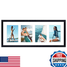 Giftgarden 4x6 Picture Frame Collage, 8x20 Matted for Four 4x6 Photos