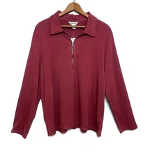 Nine West Women's Size XL Quarter Zip Top Mauve Red Long Sleeve Soft NWT