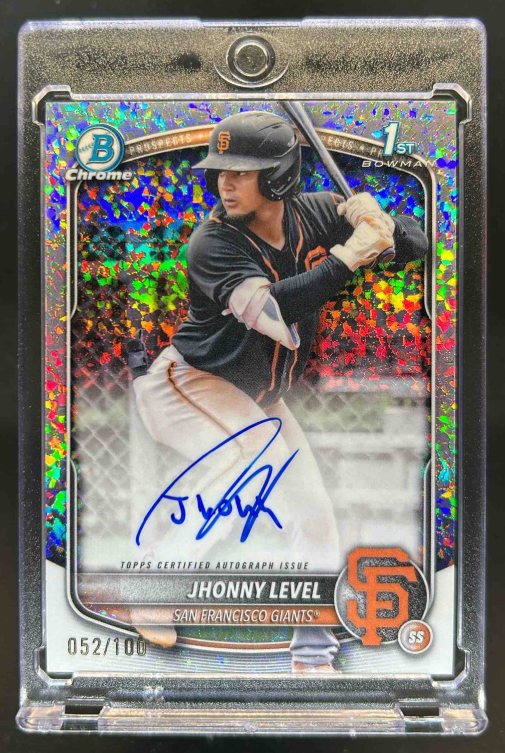 2025 Bowman Jhonny Level Chrome Auto Mini-Diamond Refractor 1st #52/100 Giants