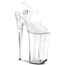 Pleaser 10 Inch Heel Platform Ankle Strap Clear Sandal Bey008 C B