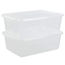 2 Pack 16 Quart Clear Storage Latch Bins, Containers, Boxes, Latching Lid