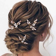 Leaf Bride Wedding Hair Pins Gold Bridal Accessories Flower Clips Women