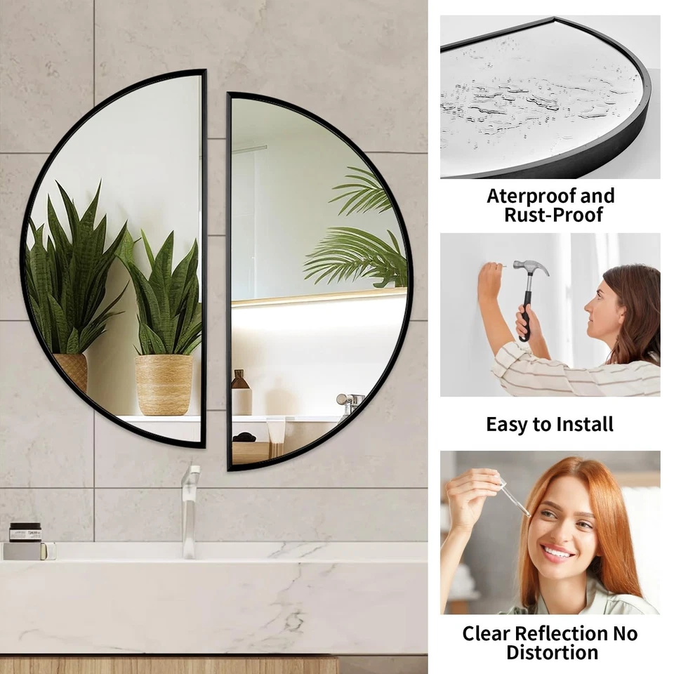 VVK Artistic Half Circle Mirror Decor - Elegant Half Moon Mirrors for Wall Fe... - Image 4 of 4