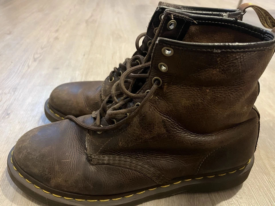 Мужские рабочие байкерские боевые ботинки Dr. Martens 1460 Crazy Horse коричневая кожа 8-EYE 9 - Изображение 2 из 4