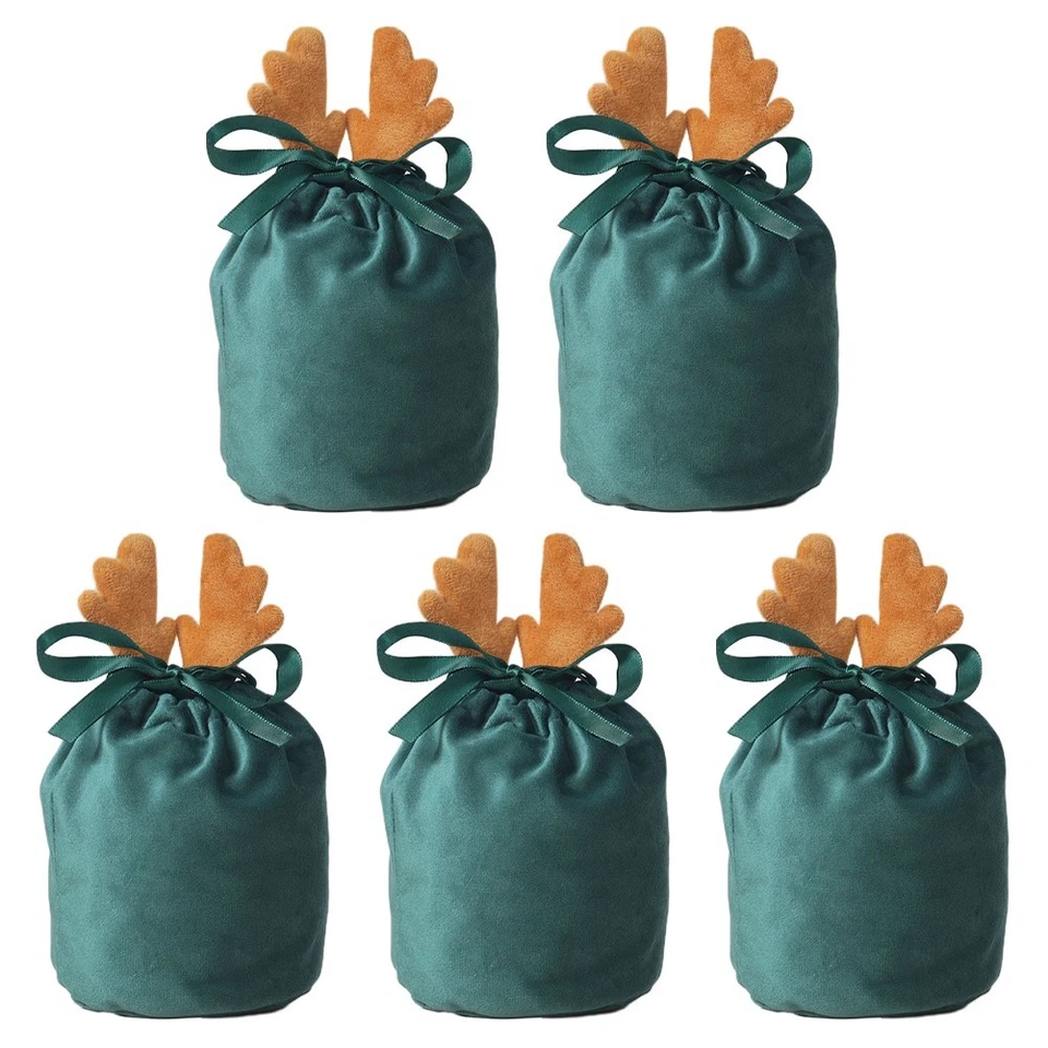 Multi purpose For Christmas Velvet Bags for Sweets and Small Items Pack of 5 - Image 4 of 4