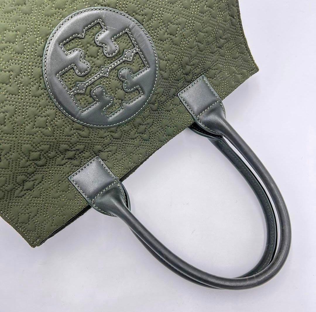 Tory Burch ELLA  Tote Handbag Nylon Leather Moss Green Women's From Japan thumbnail 8