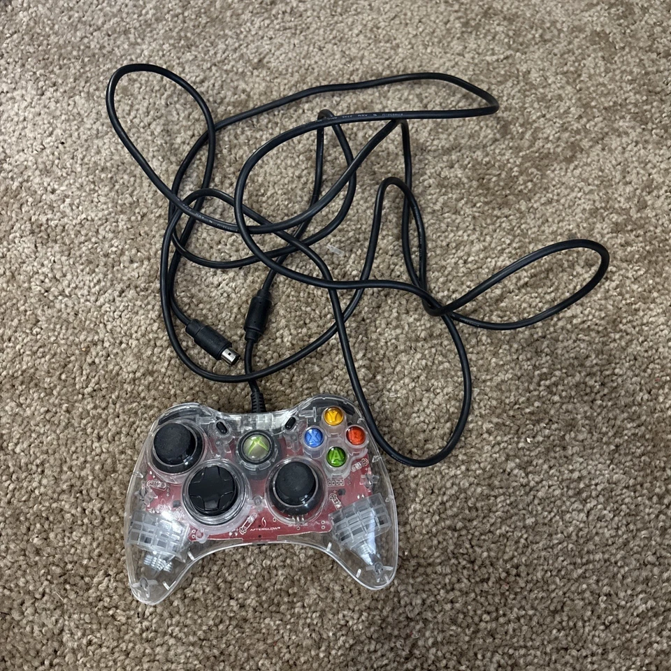 Xbox 360 Afterglow Controller - Model PL-3602 wired Clear Red Glow *READ* - Image 2 of 4