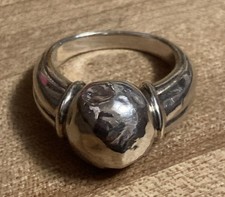 Hammered Ball Ring Stamped .925 Sterling Silver Ring Size 7.25 Fast Free Ship