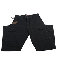 Wrangler Riggs Workwear Ranger Relaxed Fit Black Ripstop Cargo Pants Men 36x32
