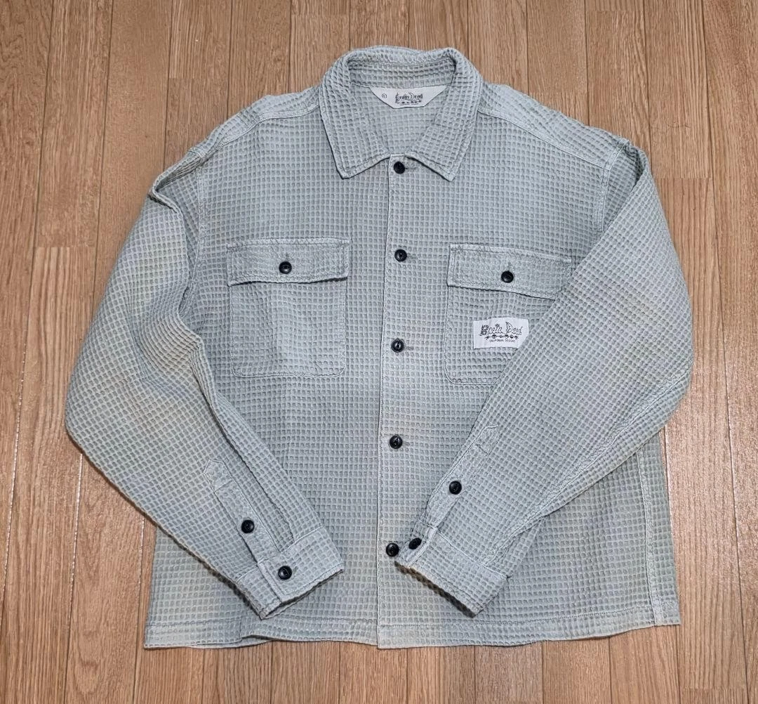 Brain Dead Waffle Button Front Shirt L - Stone Color - product detail image 1