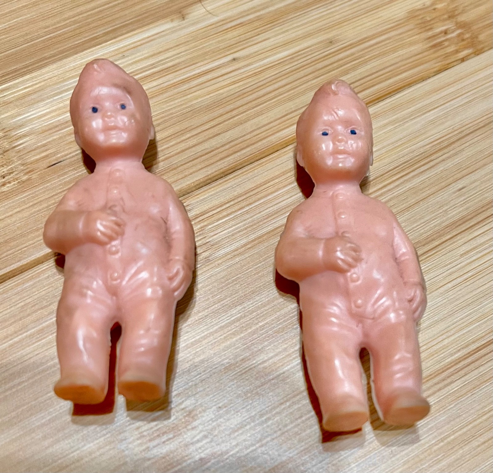 2 - Vintage Thomas Toys Newark Bed Time Tommy Figure Rubber Baby Doll in Pajamas