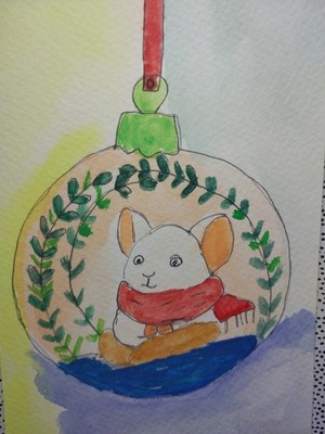 ACEO Original Art Painting ATC Collectible mouse
