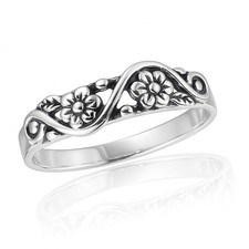 Sweet Swirl Floral Vine .925 Sterling Silver Ring-7