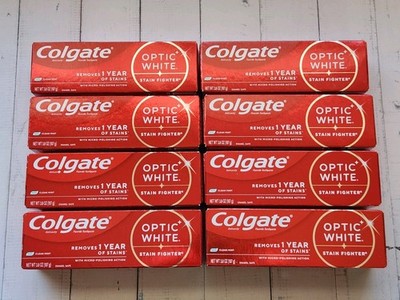 8× Colgate Optic White Stain Fighter Toothpaste Clean Mint, 3.8oz, Exp: 03-2028 
