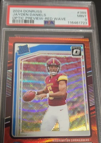 2024 Panini Donruss -PSA 9  Rookie Jayden Daniels #389 Optic Preview Red Wave